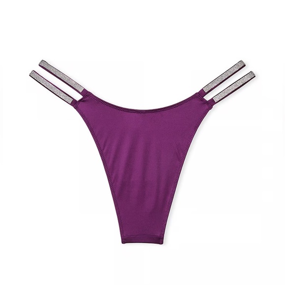 Victoria's Secret double shine strap thong panty Large in Black